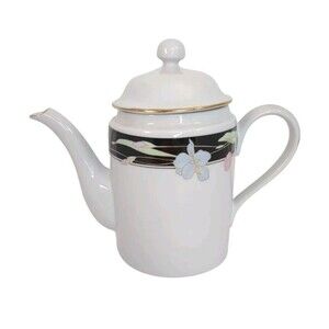 Fairfield Vanessa Fine China Teapot and Lid White Floral Handle Spout